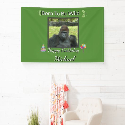 Gorilla Jungle Wild Birthday Theme Spandoek (Insitu)