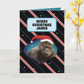 Gorilla kerstkaart die grappig is voor hem kaart (Gele Bloem)