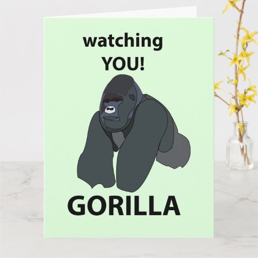 Gorilla kijken naar je grappige gorilla kaart (Gele Bloem)
