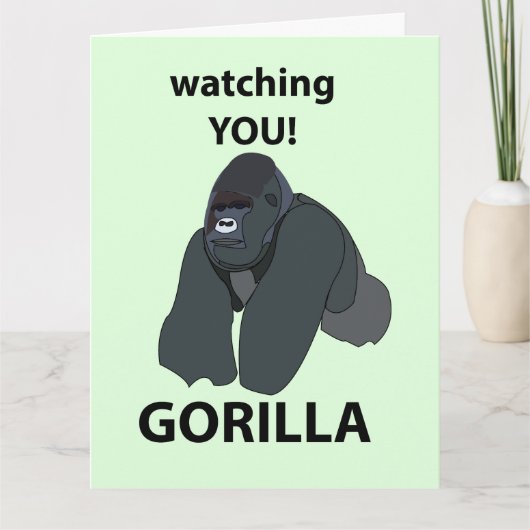 Gorilla kijken naar je grappige gorilla kaart (Voorkant)
