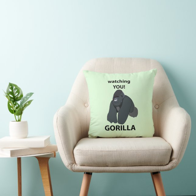 Gorilla kijken naar je grappige gorilla kussen (Stoel)