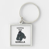 Gorilla kijken naar je grappige gorilla sleutelhanger (Voorkant)