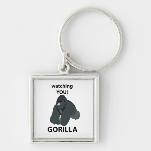 Gorilla kijken naar je grappige gorilla sleutelhanger (Voorkant)