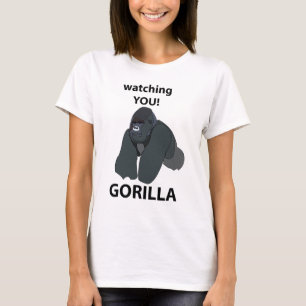 Gorilla kijken naar je grappige gorilla t-shirt