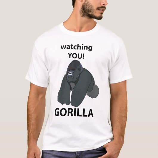 Gorilla kijken naar je grappige gorilla t-shirt (Voorkant)