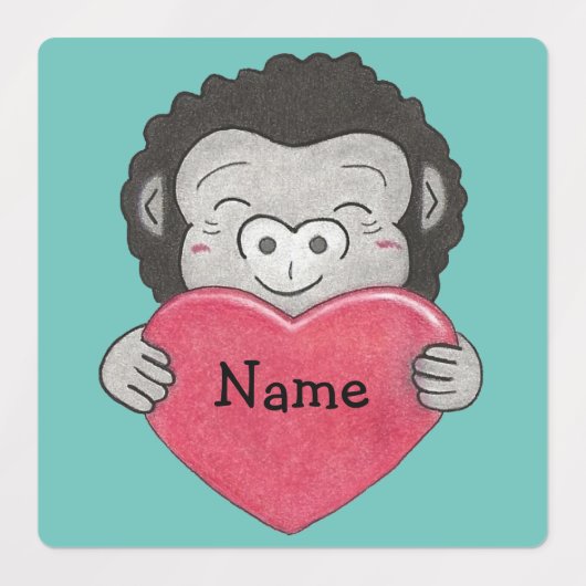 Gorilla Koala Polar beer Kinder hart naam labels (Design 1)