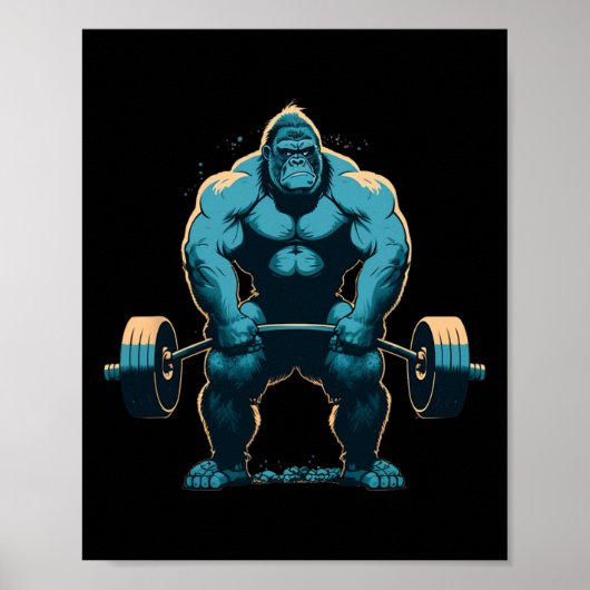 Gorilla Krachttraining Fitness Deadlift Workout Poster (Voorkant)