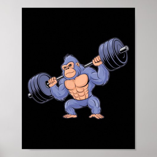 Gorilla Krachttraining Fitness Gym Training Lichaa Poster (Voorkant)