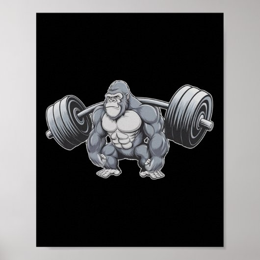 Gorilla Krachttraining Fitness Gym Training Lichaa Poster (Voorkant)