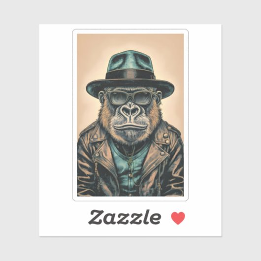 Gorilla leren jas sticker (Vel)