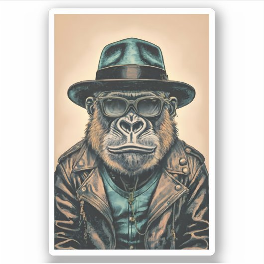 Gorilla leren jas sticker (Voorkant)