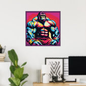 Gorilla Lichaam Bodybuilder Krachttraining Pop Art Poster (Thuiskantoor)
