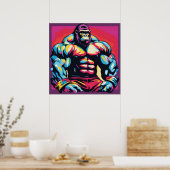Gorilla Lichaam Bodybuilder Krachttraining Pop Art Poster (Keuken)