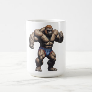 Gorilla Lichaam Bodybuilder Pop Art Cartoon Tekeni Koffiemok