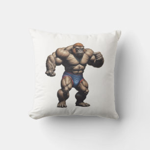 Gorilla Lichaam Bodybuilder Pop Art Cartoon Tekeni Kussen