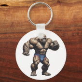 Gorilla Lichaam Bodybuilder Pop Art Cartoon Tekeni Sleutelhanger (Voorkant)
