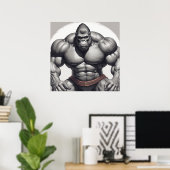 Gorilla Lichaamstrainer Pop Art Cartoon Tekening Poster (Thuiskantoor)
