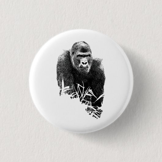 Gorilla Lope Digitale Outline Kunst Ronde Button 3,2 Cm (Voorkant)