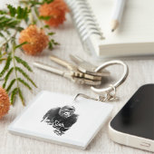 Gorilla Lope Digitale Outline Kunst Sleutelhanger (Voorkant Rechts)