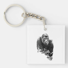 Gorilla Lope Digitale Outline Kunst Sleutelhanger