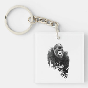 Gorilla Lope Digitale Outline Kunst Sleutelhanger