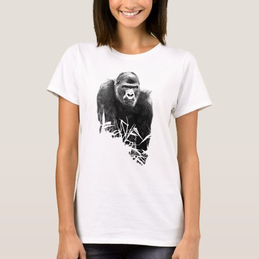 Gorilla Lope Digitale Outline Kunst T-shirt (Voorkant)