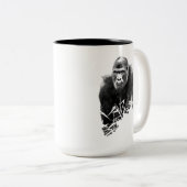 Gorilla Lope Digitale Outline Kunst Tweekleurige Koffiemok (Voorkant rechts)