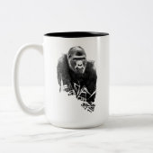 Gorilla Lope Digitale Outline Kunst Tweekleurige Koffiemok (Links)
