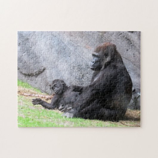 Gorilla Mam en Baby Puzzle Legpuzzel (Horizontaal)