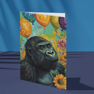  Gorilla met ballonnen Kaart