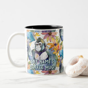 Gorilla met de Grote Boek Koffiemok Tweekleurige Koffiemok