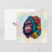 Gorilla met een plons van bloemen bedankkaart (Voorkant / Achterkant)