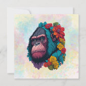 Gorilla met een plons van bloemen bedankkaart (Voorkant)