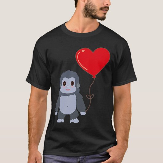 Gorilla met hartballon Valentijnsdag Love Boy T-shirt (Voorkant)