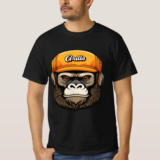 Gorilla met hoofdtelefoon leuk t-shirt (Voorkant)