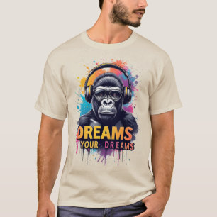 Gorilla met hoofdtelefoon t-shirt