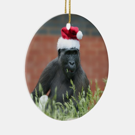 Gorilla met Kerstmis Keramisch Ornament (Rechts)