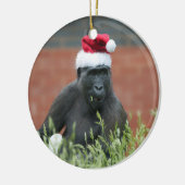 Gorilla met Kerstmis Keramisch Ornament (Links)