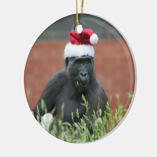 Gorilla met Kerstmis Keramisch Ornament (Links)
