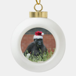 Gorilla met Kerstmis Keramische Bal Ornament