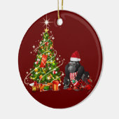 Gorilla met Pet schaats kerstmis Keramisch Ornament (Links)