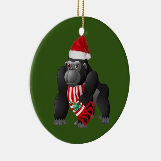 Gorilla met Petten kerst Keramisch Ornament (Rechts)