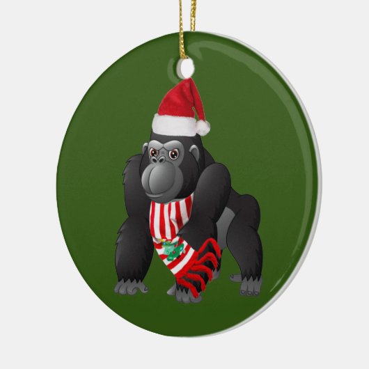 Gorilla met Petten kerst Keramisch Ornament (Links)
