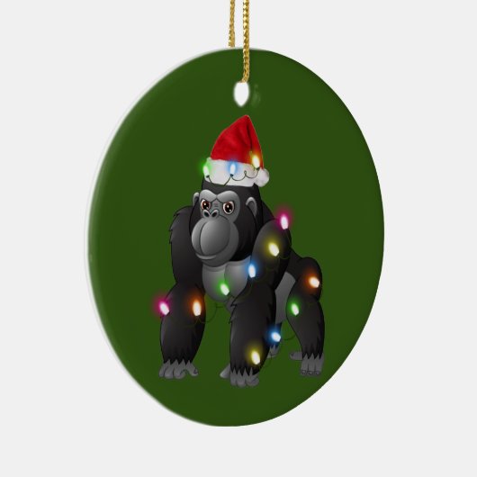 Gorilla met Petten kerst Keramisch Ornament (Rechts)