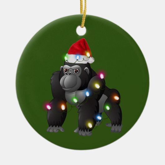 Gorilla met Petten kerst Keramisch Ornament (Voorkant)