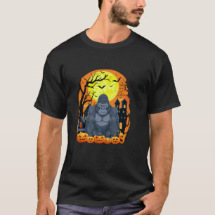 Gorilla met pompoenen grappig enge Halloween feest T-shirt