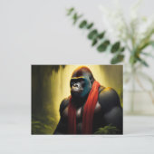 Gorilla met sjaal in het oerwoud briefkaart (Staand voorkant)