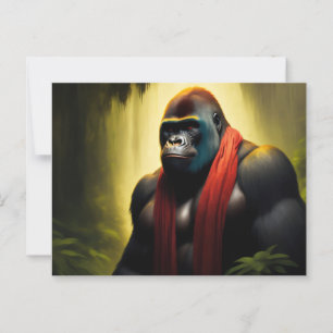 Gorilla met sjaal in het oerwoud briefkaart