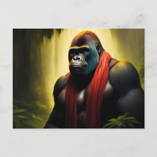 Gorilla met sjaal in het oerwoud briefkaart (Voorkant)