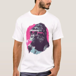 Gorilla met zonnebril en bubble gum t-shirt